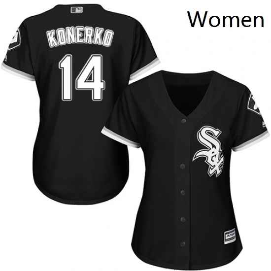 Womens Majestic Chicago White Sox 14 Paul Konerko Authentic Black Alternate Home Cool Base MLB Jersey